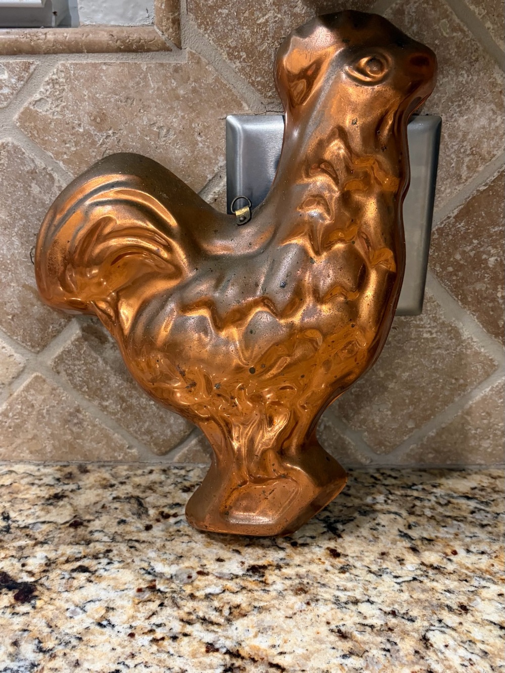 Vintage Copper Rooster Mold - Shiny Copper Tone